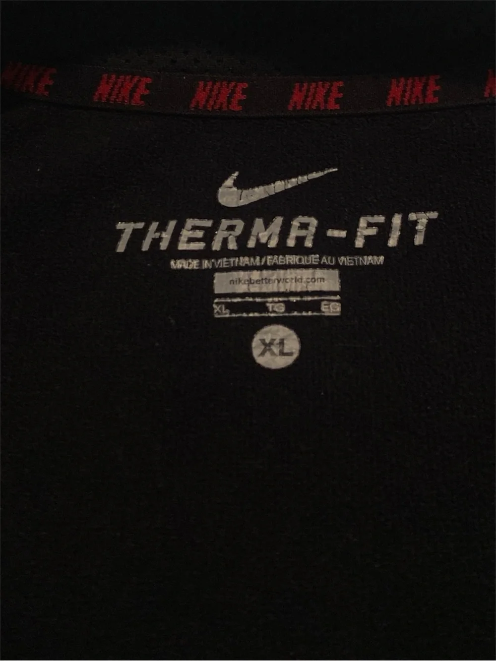 Nike Therma-Fit Men's Black Quarter-Zip Pullover with Red Swoosh